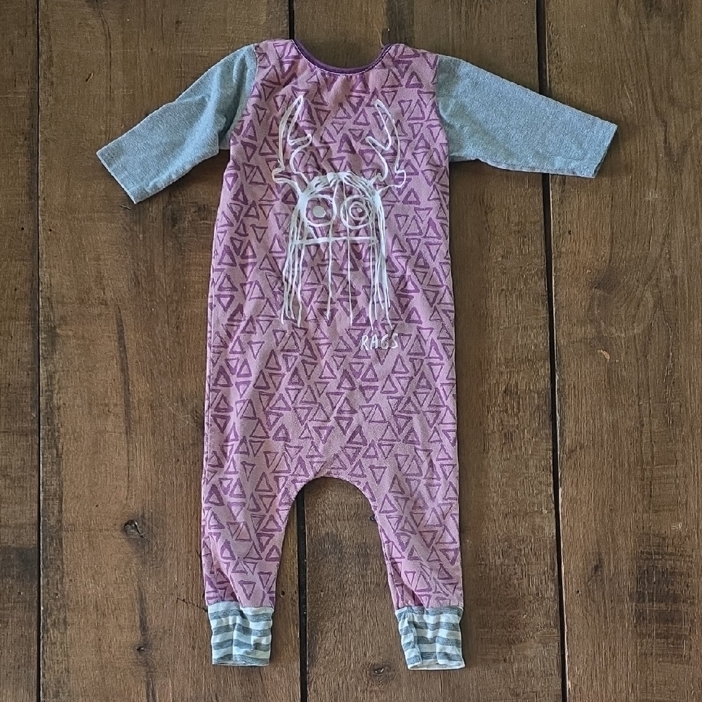 Rags to Raches Pink and Gray Kids One Piece